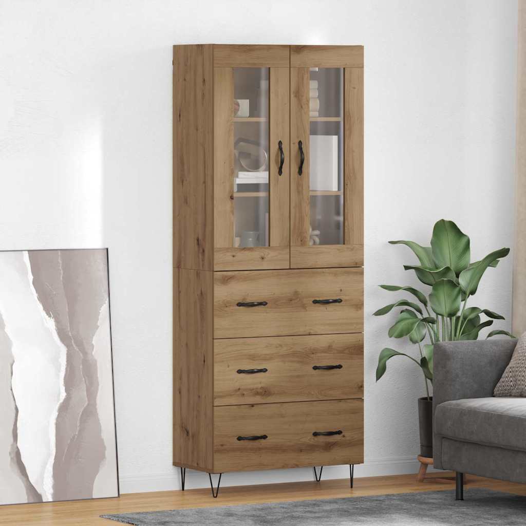 vidaXL Highboard z szufladą Dąb rzemieślniczy 69,5 x 34 x 90 cm