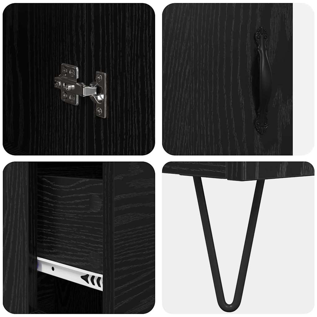 vidaXL Highboard Czarny Dąb 69,5 x 34 x 90 cm Materiał drewnopochodny