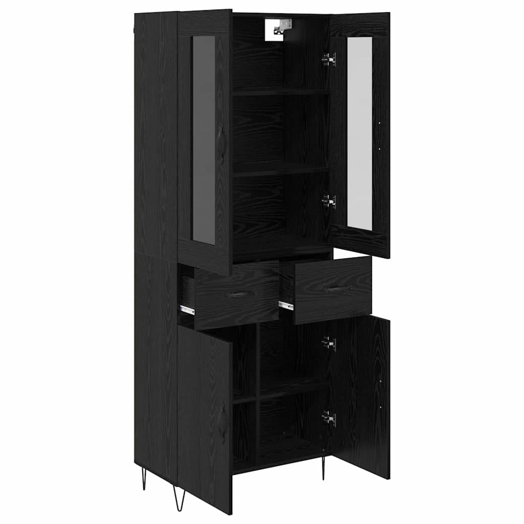 vidaXL Highboard Czarny Dąb 69,5 x 34 x 90 cm Materiał drewnopochodny