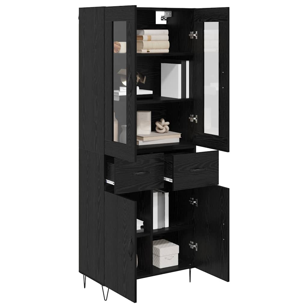 vidaXL Highboard Czarny Dąb 69,5 x 34 x 90 cm Materiał drewnopochodny