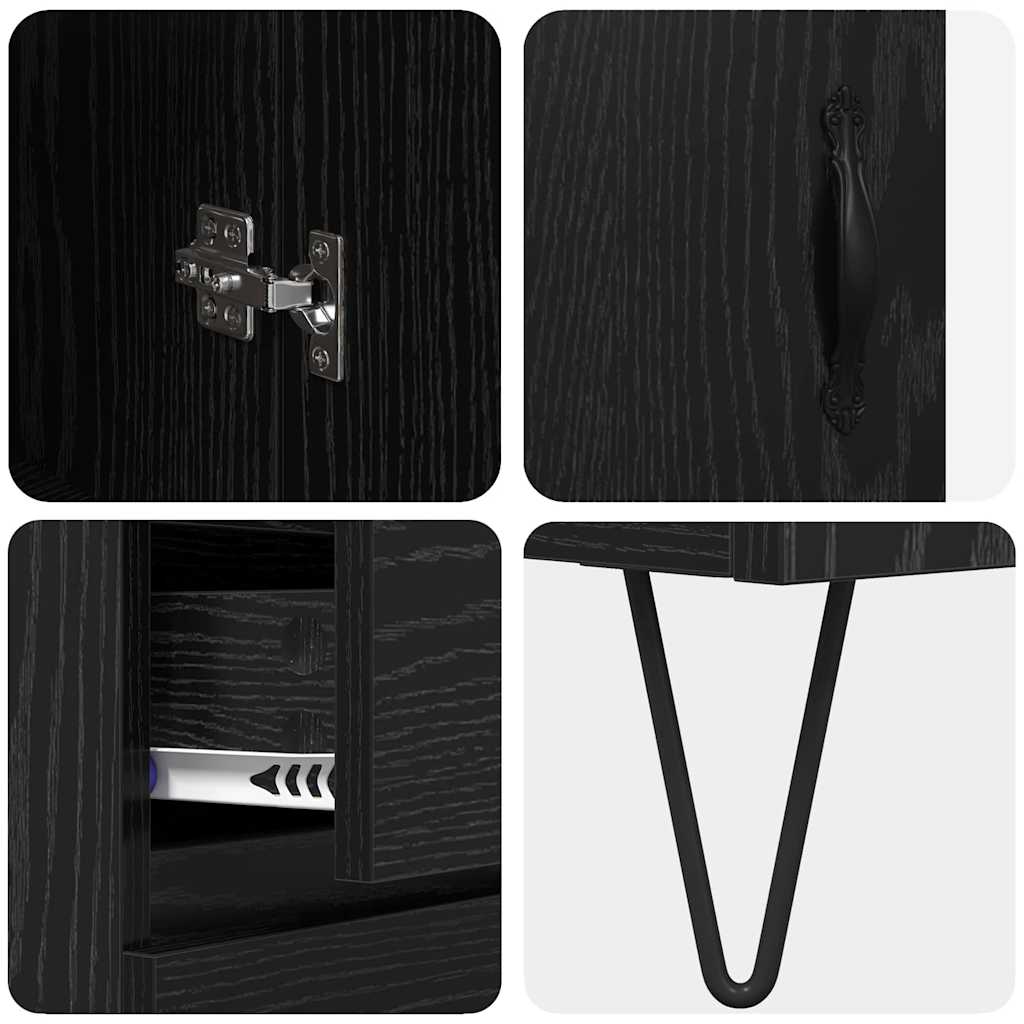 vidaXL Highboard Czarny Dąb 69,5 x 34 x 90 cm Materiał drewnopochodny