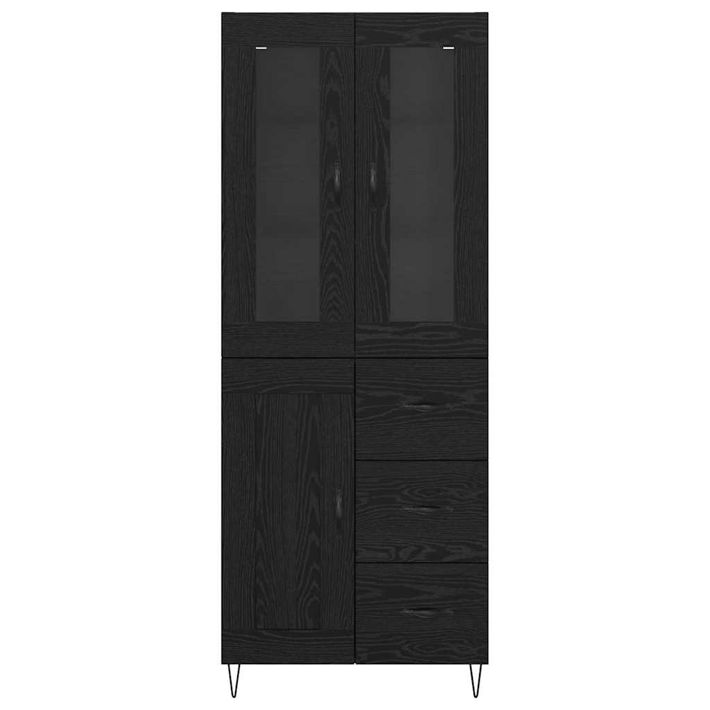 vidaXL Highboard Czarny Dąb 69,5 x 34 x 90 cm Materiał drewnopochodny