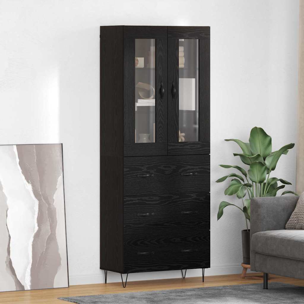 vidaXL Highboard Czarny Dąb 69,5 x 34 x 90 cm Materiał drewnopochodny