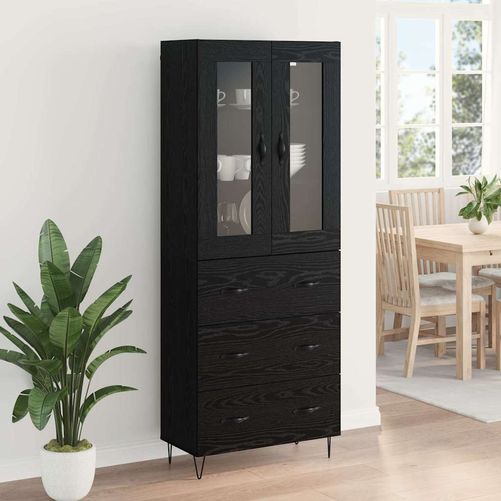 vidaXL Highboard Czarny Dąb 69,5 x 34 x 90 cm Materiał drewnopochodny