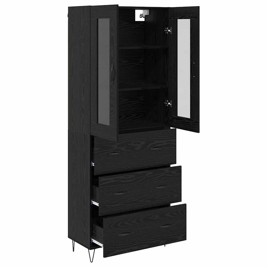 vidaXL Highboard Czarny Dąb 69,5 x 34 x 90 cm Materiał drewnopochodny