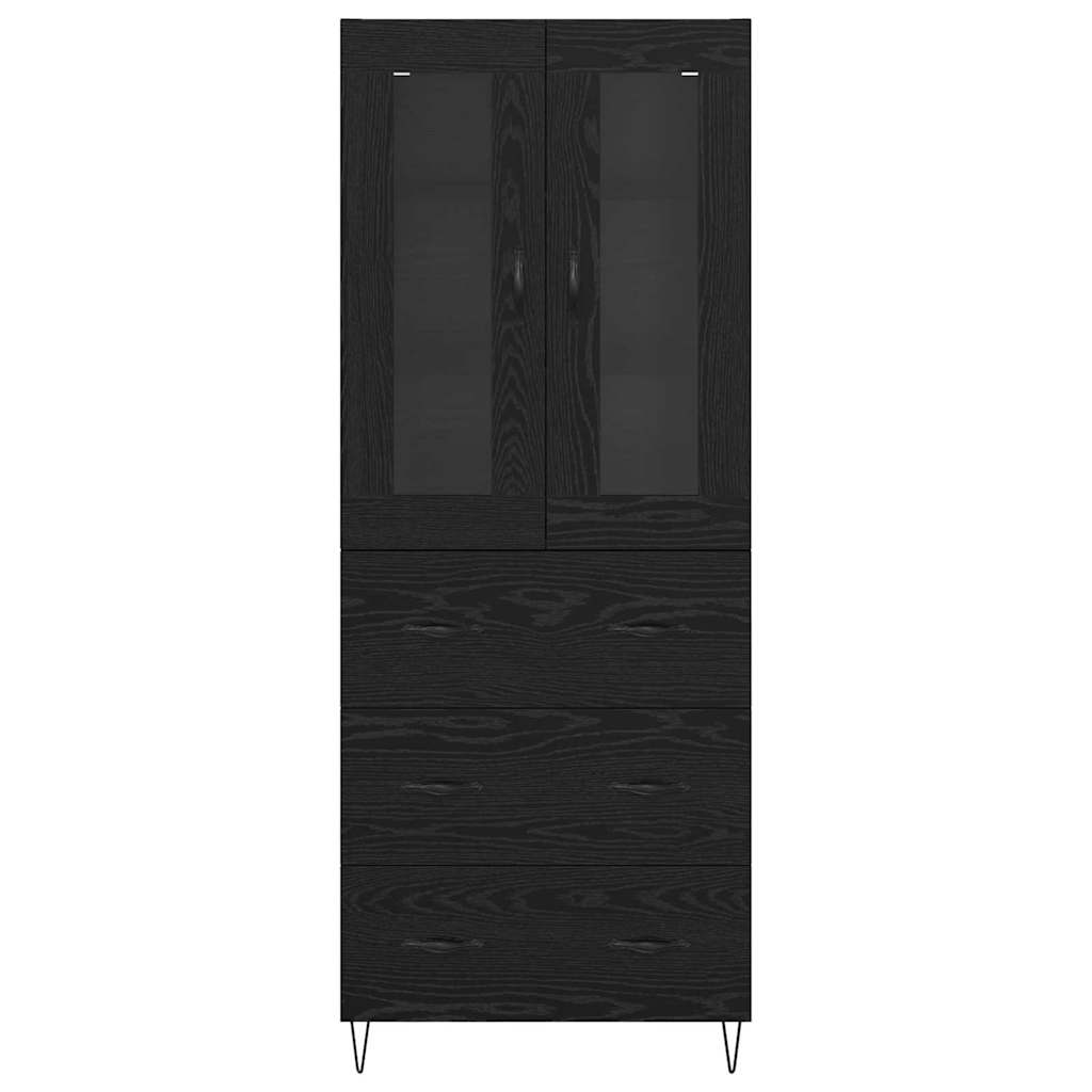 vidaXL Highboard Czarny Dąb 69,5 x 34 x 90 cm Materiał drewnopochodny