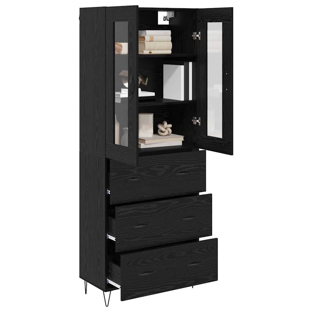 vidaXL Highboard Czarny Dąb 69,5 x 34 x 90 cm Materiał drewnopochodny
