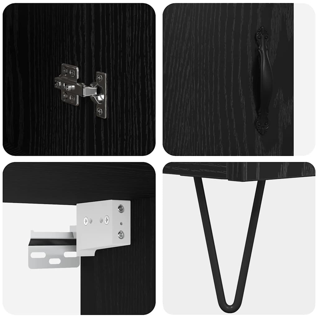 vidaXL Highboard Czarny Dąb 69,5 x 34 x 90 cm Materiał drewnopochodny