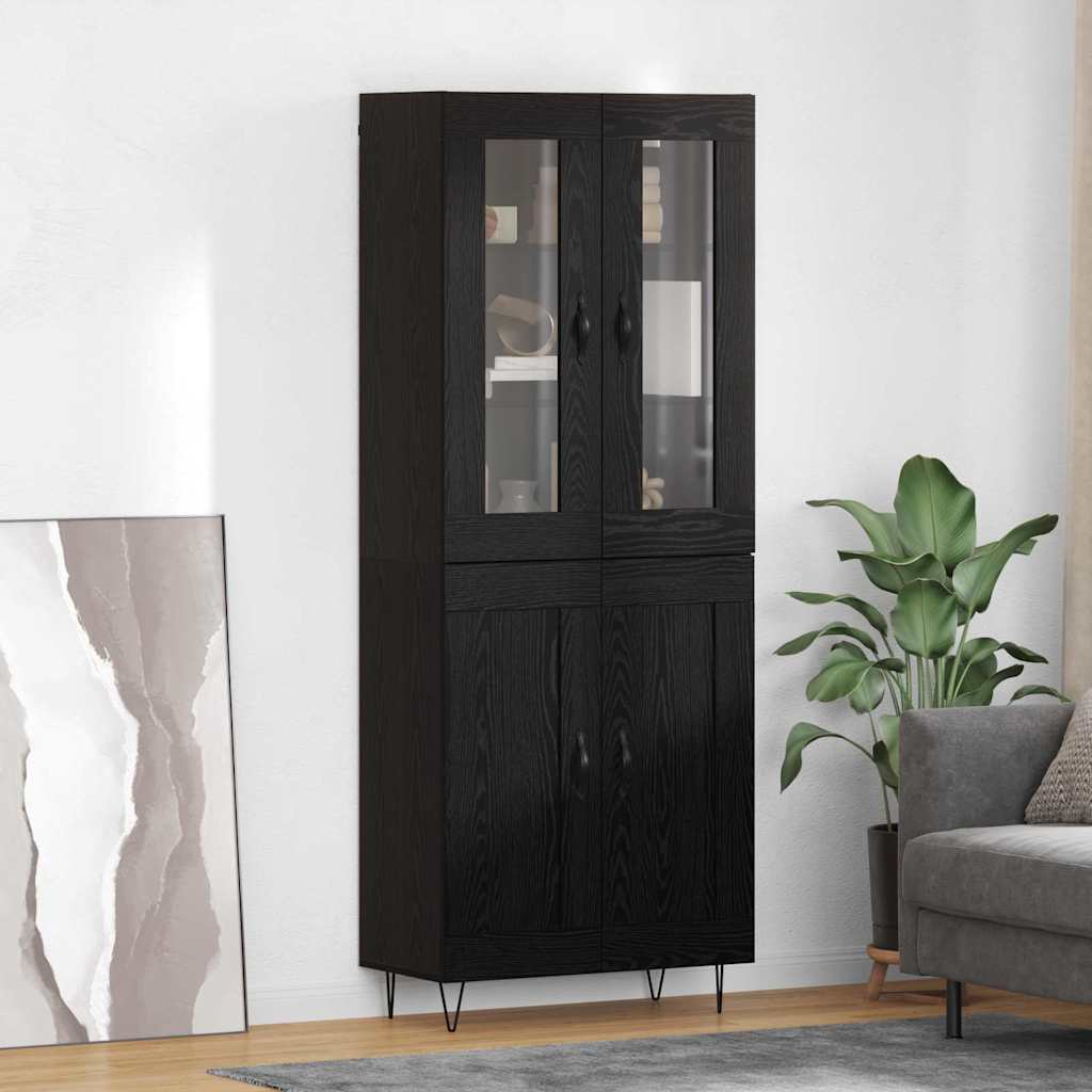 vidaXL Highboard Czarny Dąb 69,5 x 34 x 90 cm Materiał drewnopochodny