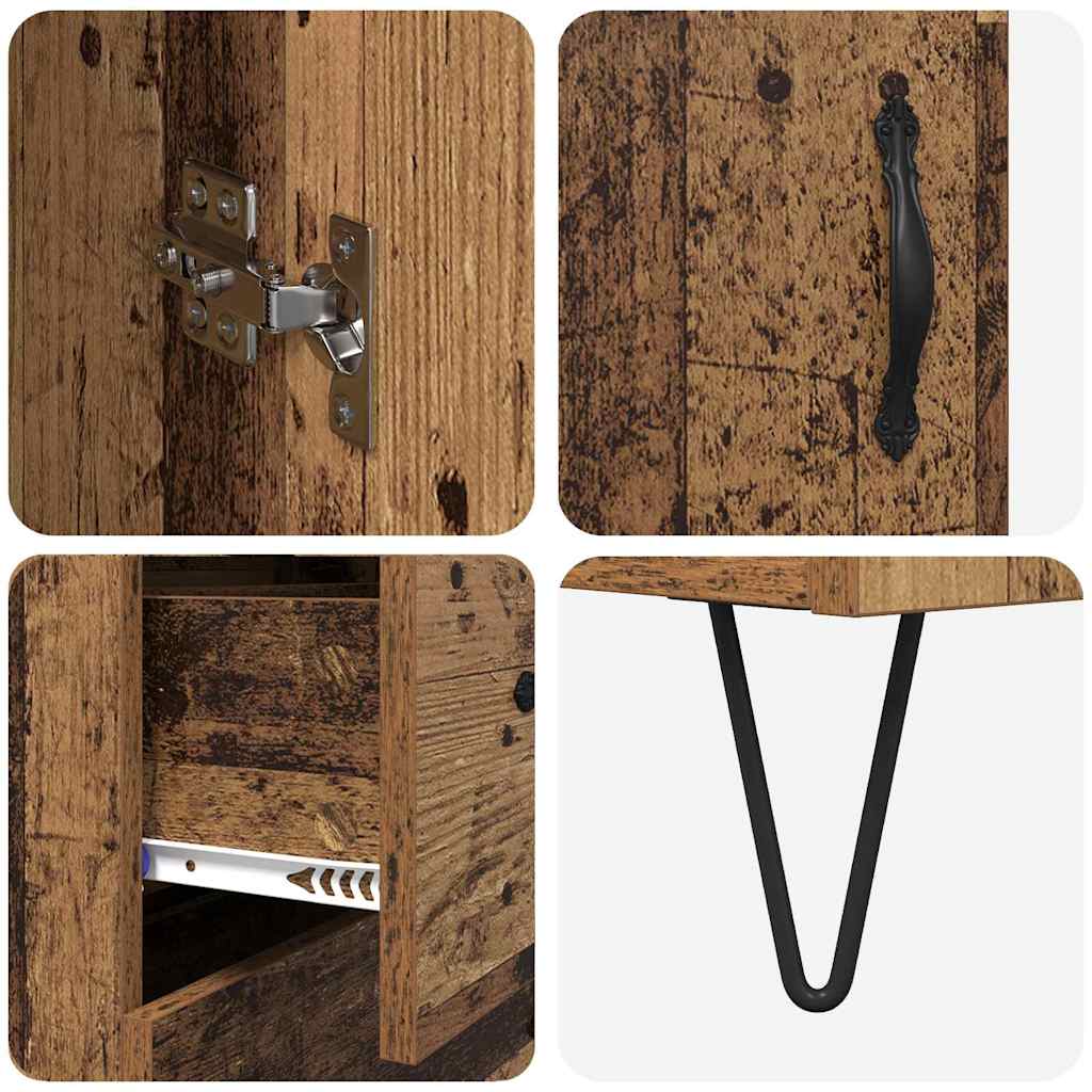 vidaXL Highboard z szufladą Stare drewno 34,5 x 34 x 90 cm