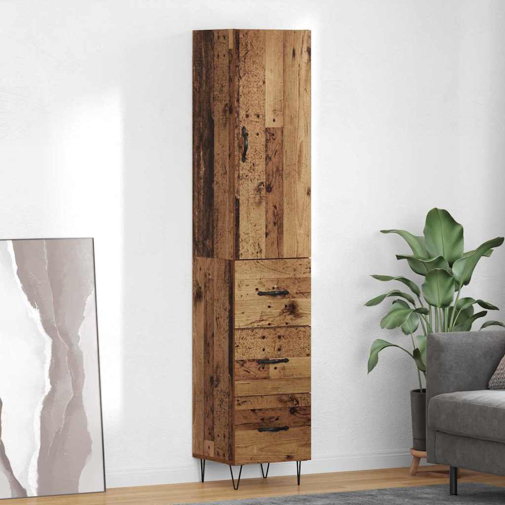vidaXL Highboard z szufladą Stare drewno 34,5 x 34 x 90 cm