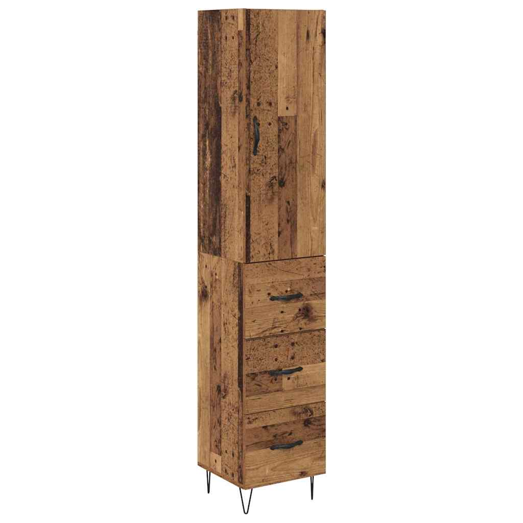 vidaXL Highboard z szufladą Stare drewno 34,5 x 34 x 90 cm