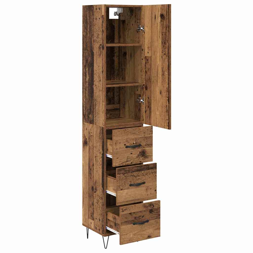 vidaXL Highboard z szufladą Stare drewno 34,5 x 34 x 90 cm