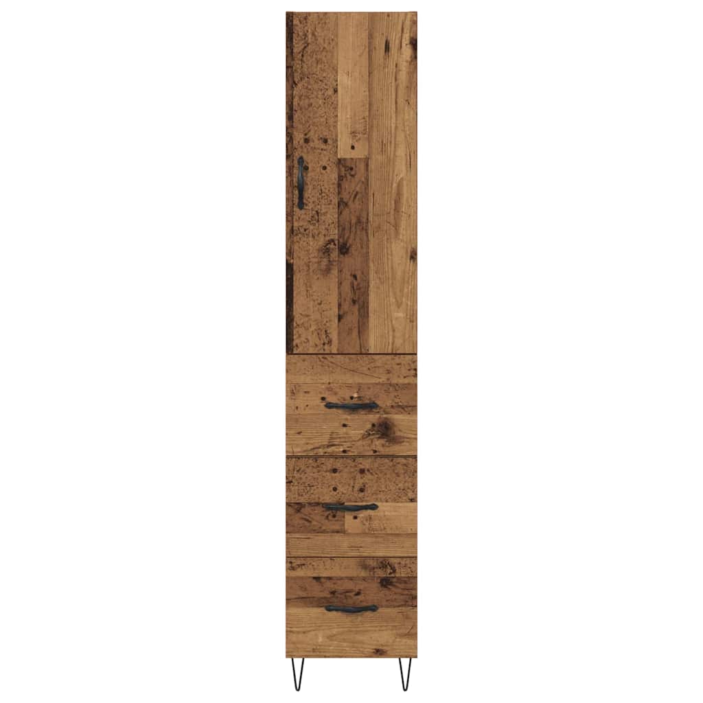 vidaXL Highboard z szufladą Stare drewno 34,5 x 34 x 90 cm