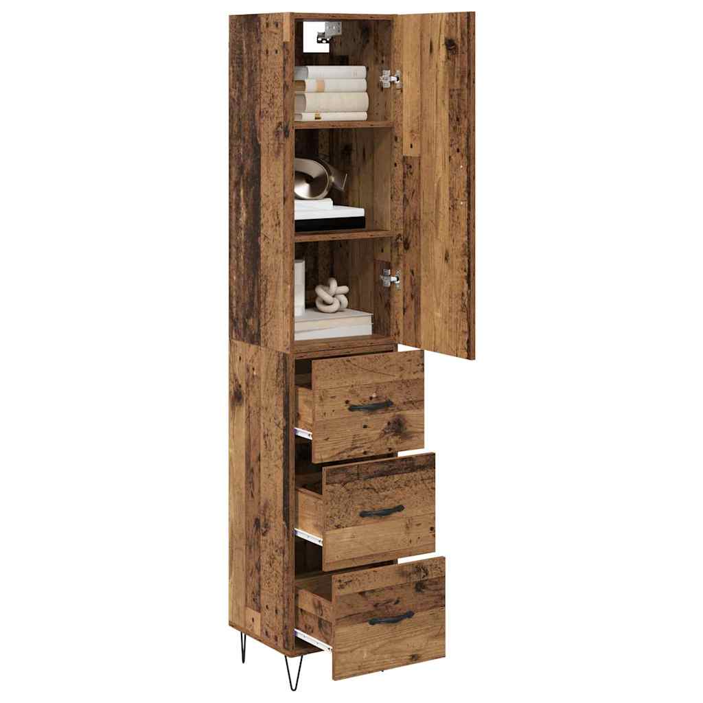 vidaXL Highboard z szufladą Stare drewno 34,5 x 34 x 90 cm