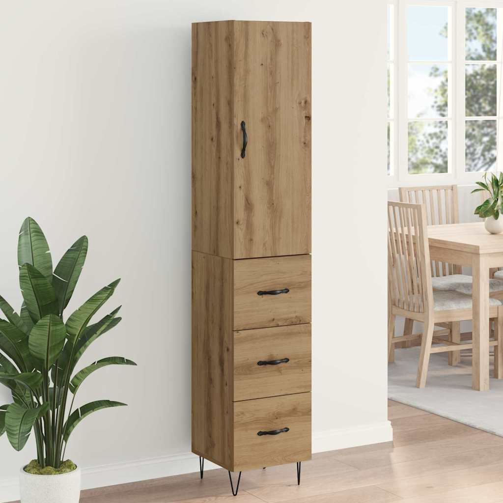 vidaXL Highboard z szufladą Dąb rzemieślniczy 34,5 x 34 x 90 cm