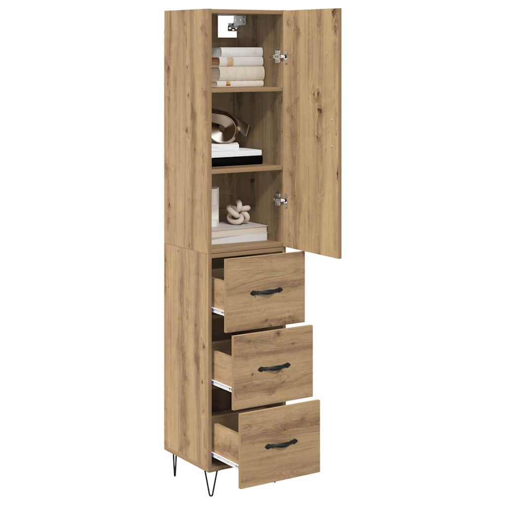 vidaXL Highboard z szufladą Dąb rzemieślniczy 34,5 x 34 x 90 cm