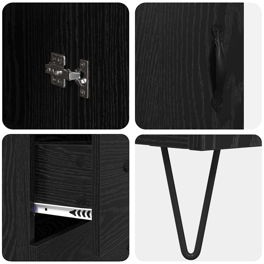 vidaXL Highboard Czarny Dąb 34,5 x 34 x 90 cm Materiał drewnopochodny
