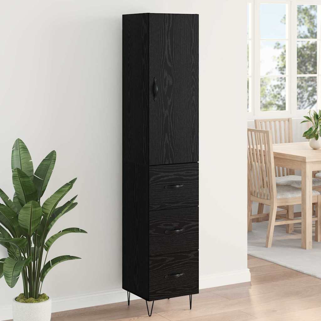 vidaXL Highboard Czarny Dąb 34,5 x 34 x 90 cm Materiał drewnopochodny