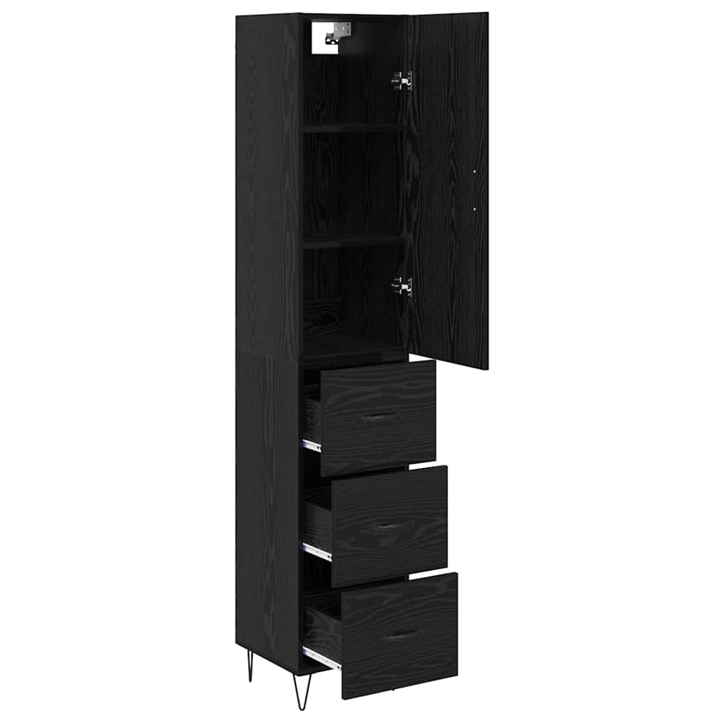 vidaXL Highboard Czarny Dąb 34,5 x 34 x 90 cm Materiał drewnopochodny