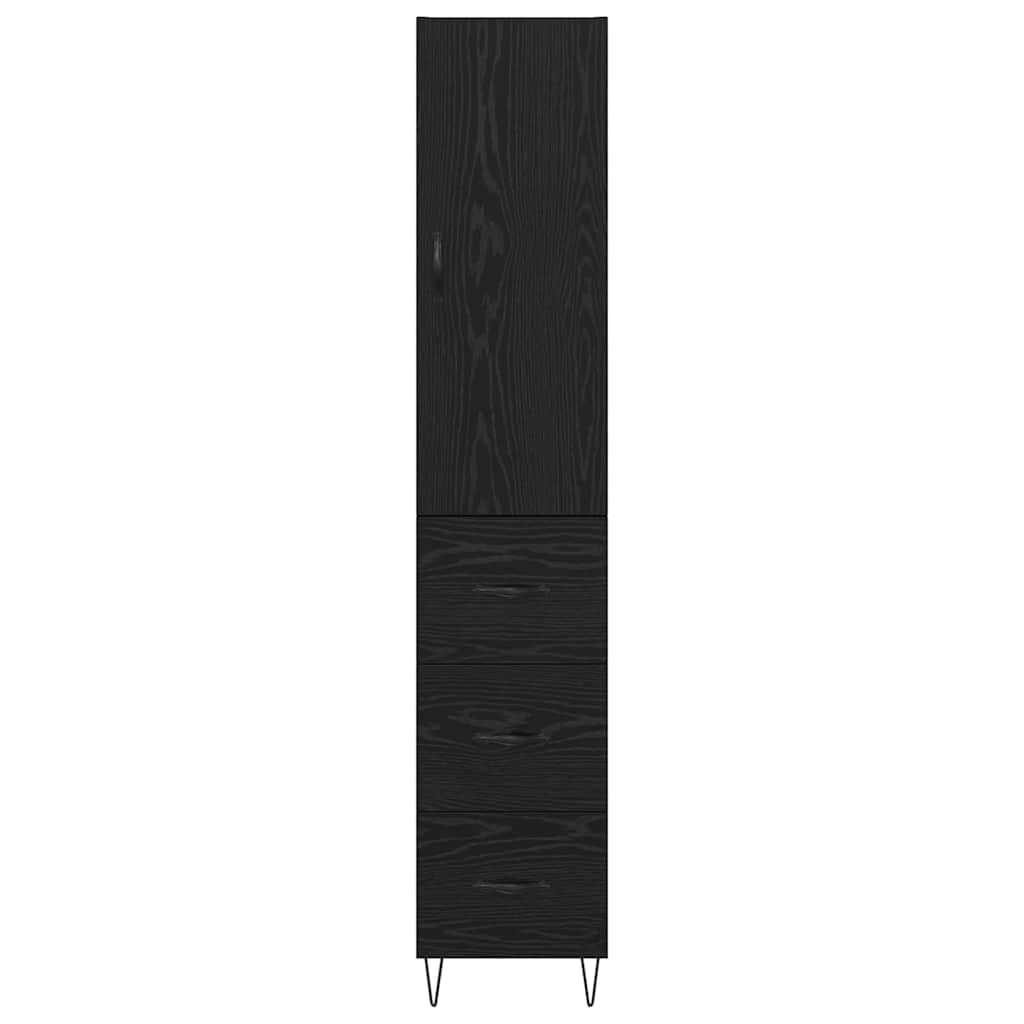 vidaXL Highboard Czarny Dąb 34,5 x 34 x 90 cm Materiał drewnopochodny
