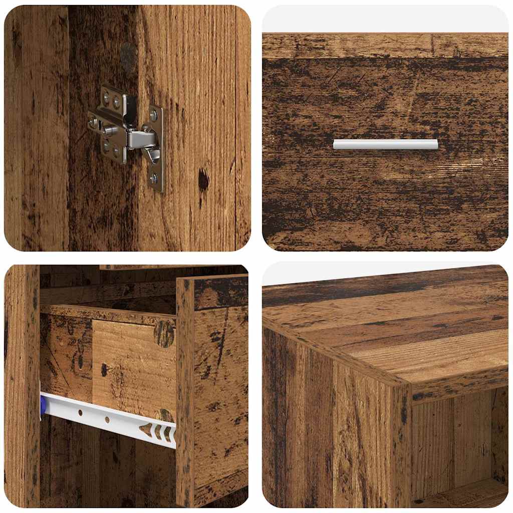 vidaXL Highboard Montowane na ścianie Stare drewno 50 x 42,5 x 225 cm