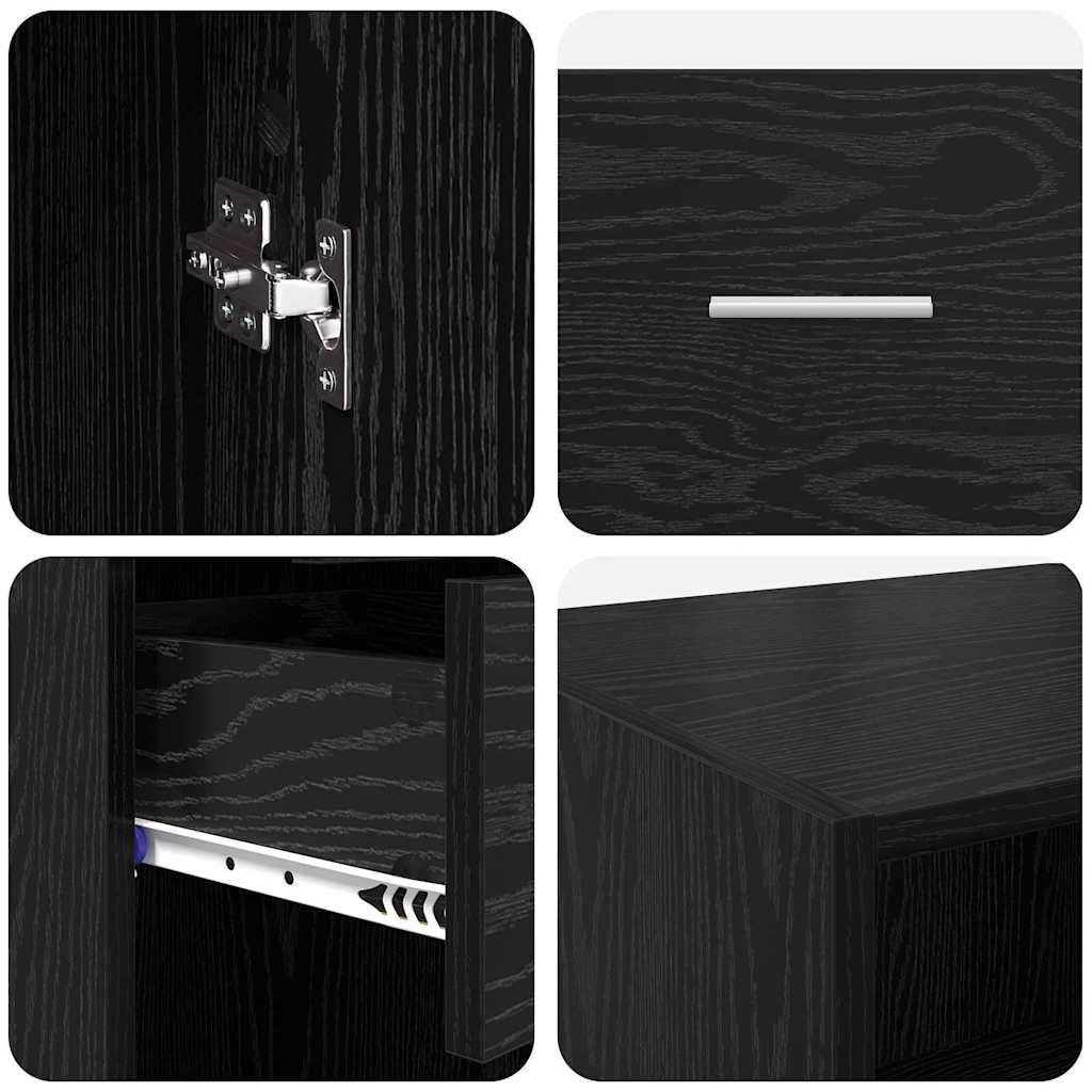 vidaXL Highboard Czarny Dąb 50 x 42,5 x 225 cm Materiał drewnopochodny