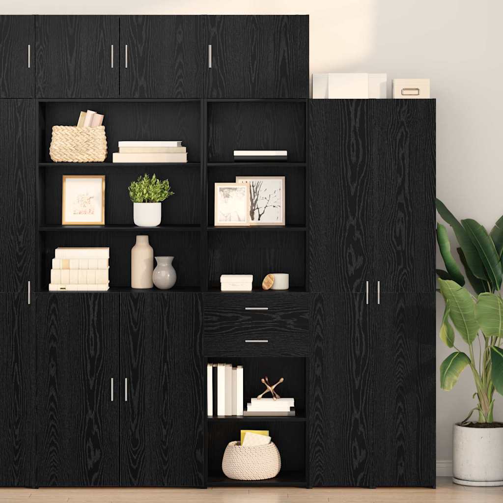 vidaXL Highboard Czarny Dąb 50 x 42,5 x 225 cm Materiał drewnopochodny