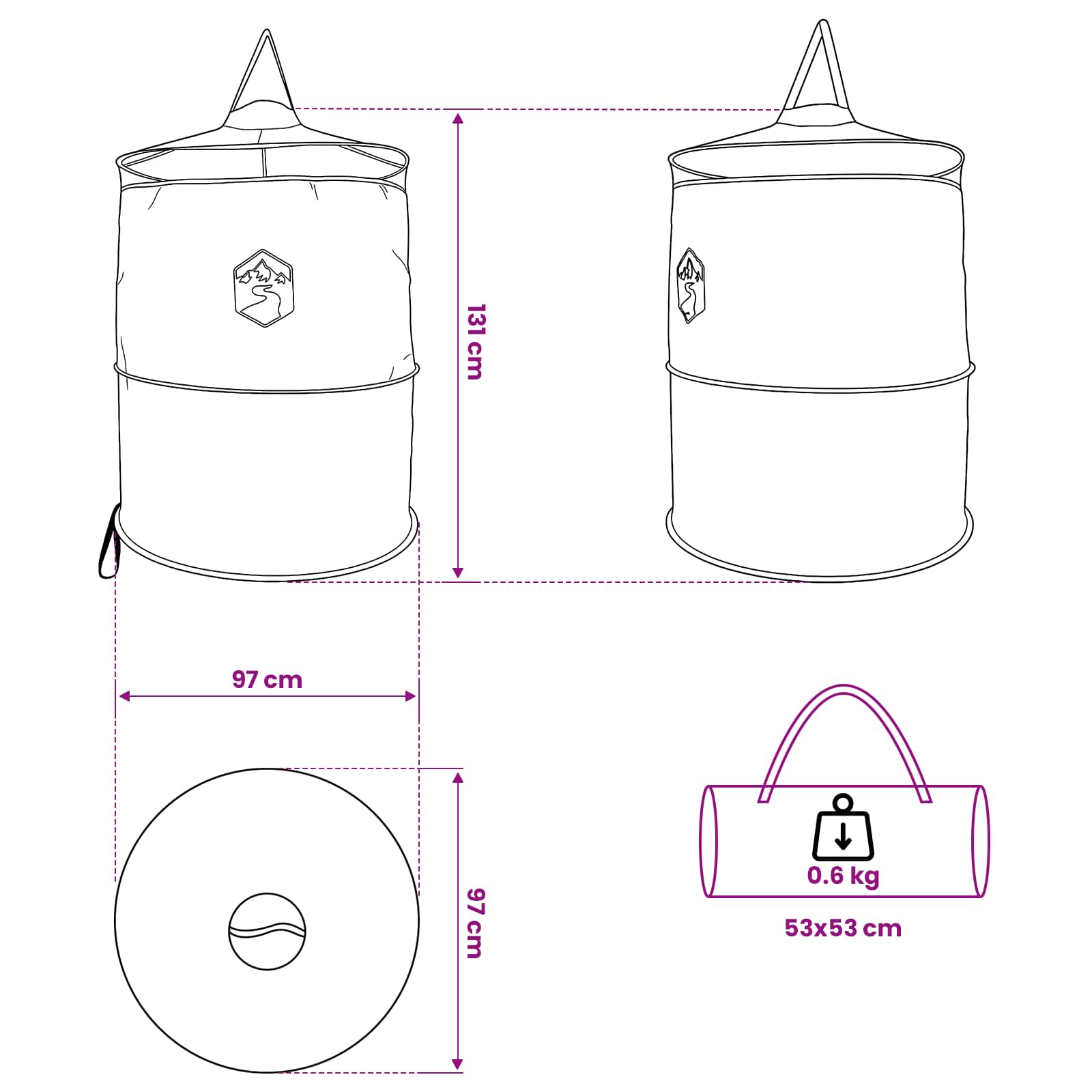 vidaXL Namiot Toaletowy z Wieszakiem niebieski 97 x 126 cm
