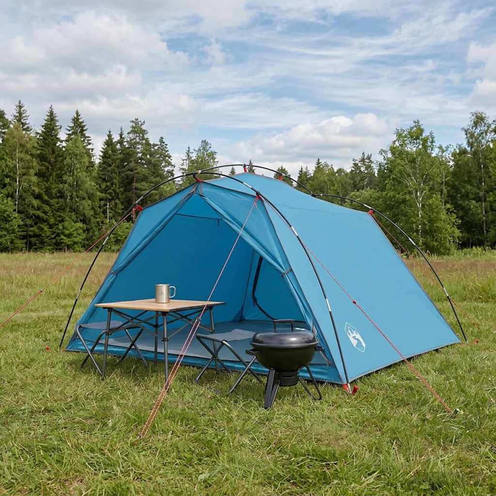 vidaXL Namiot tunelowy niebieski 4-osobowy Polyester 185T z powłoką PU