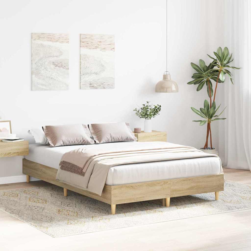 vidaXL Ramka łóżka Sonoma 137 x 190 cm Materiał drewnopochodny