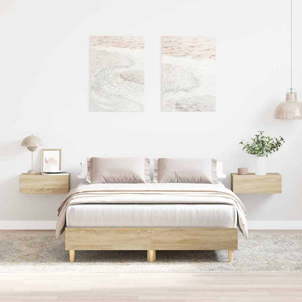 vidaXL Ramka łóżka Sonoma 137 x 190 cm Materiał drewnopochodny