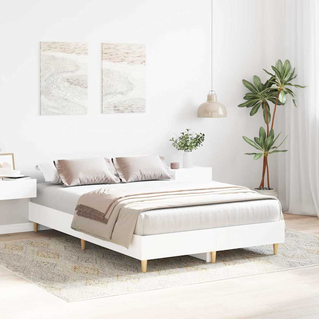 vidaXL Ramka łóżka Biały 137 x 190 cm Materiał drewnopochodny
