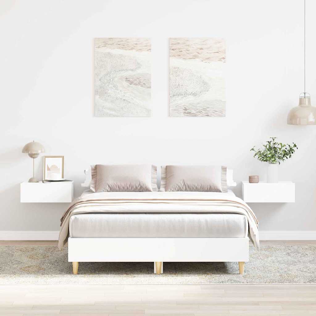 vidaXL Ramka łóżka Biały 137 x 190 cm Materiał drewnopochodny
