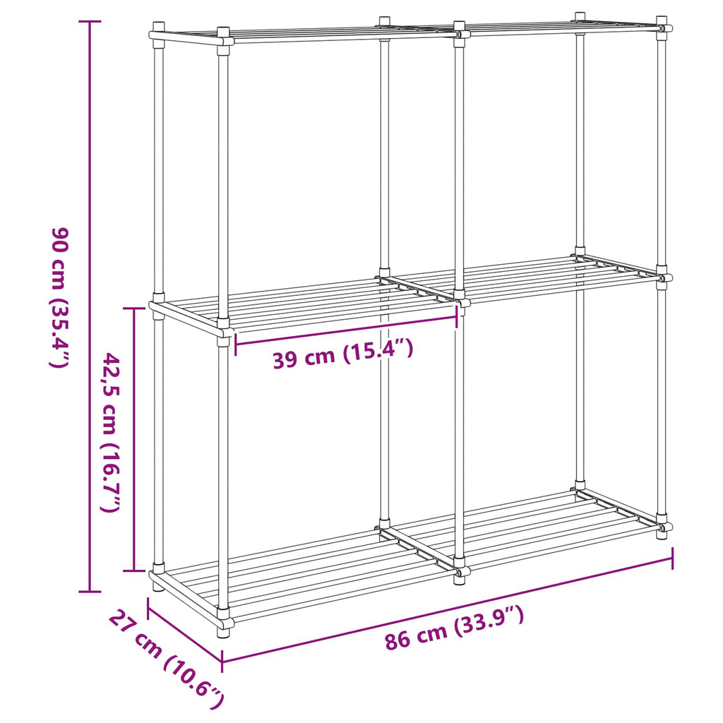 vidaXL Półka rurkowa z przechowywaniem Biały 86 x 27 x 90 cm Aluminium