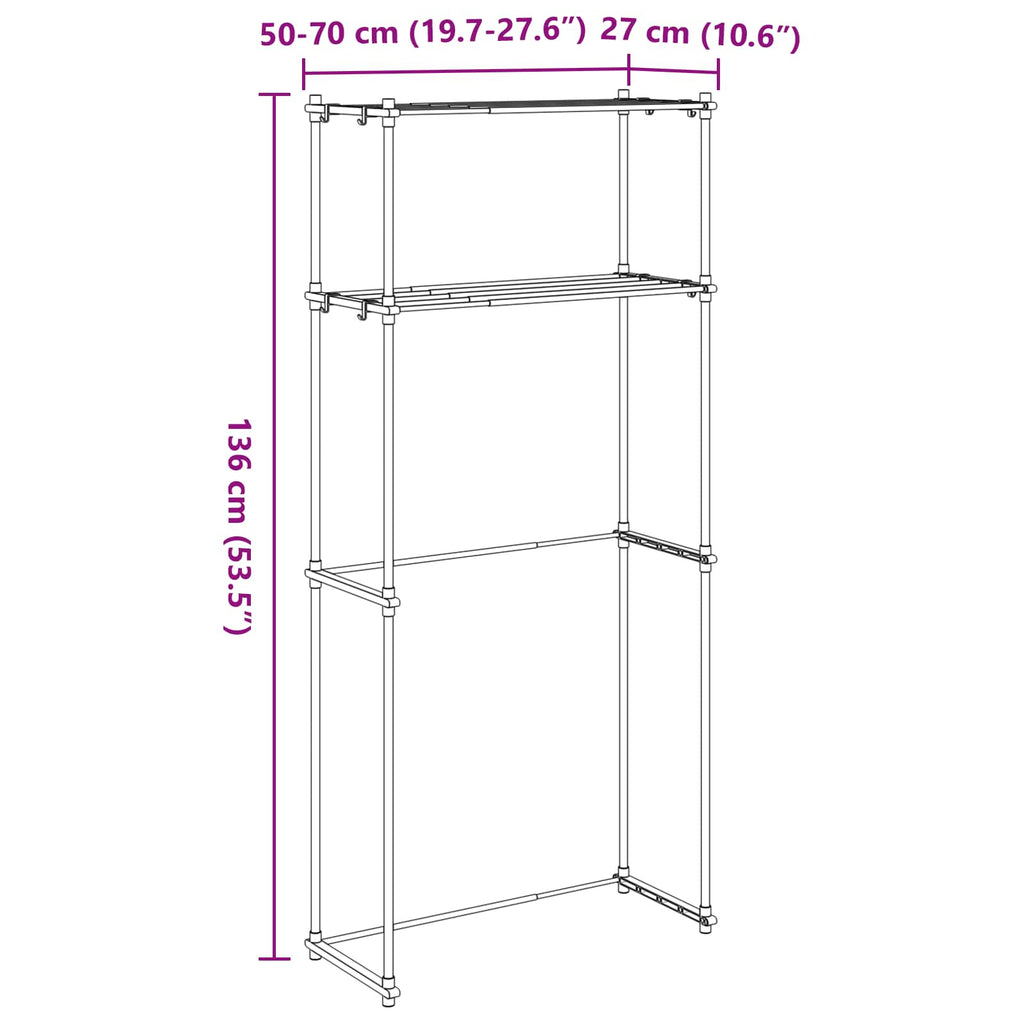 vidaXL Półka na pralkę Biały 70 x 27 x 136 cm Aluminium