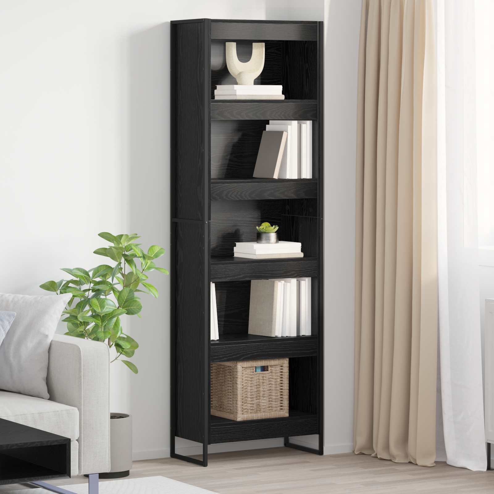 vidaXL Szafka na książki 2 pcs Czarny Dąb 60 x 30 x 189,5 cm
