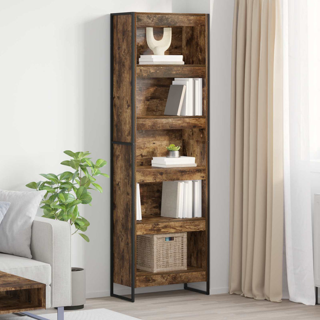 vidaXL Szafka na książki 2 pcs Dąb dymny 60 x 30 x 189,5 cm
