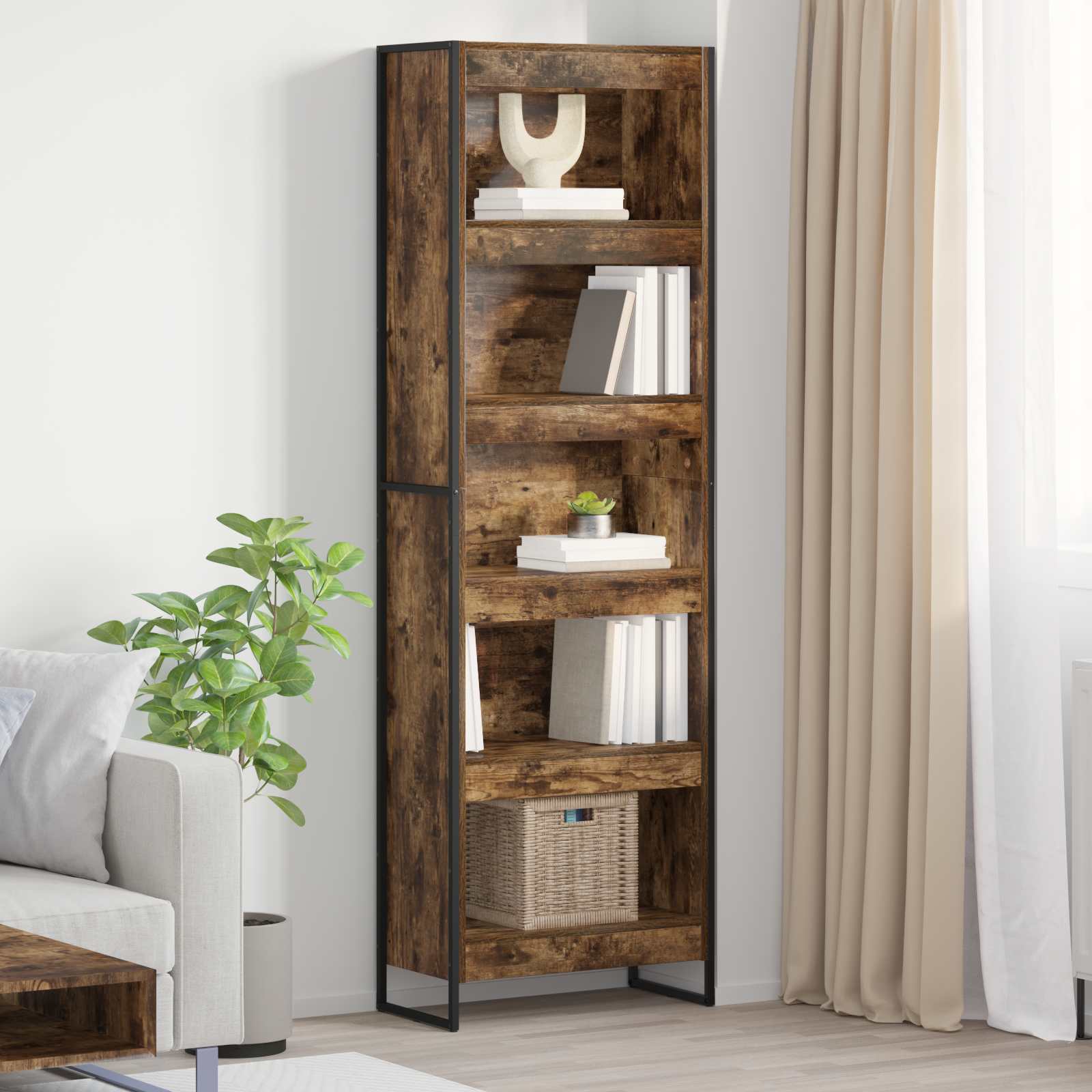 vidaXL Szafka na książki 2 pcs Dąb dymny 60 x 30 x 189,5 cm