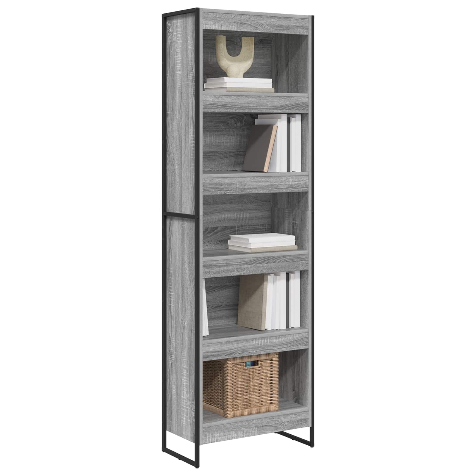 vidaXL Szafka na książki 2 pcs Szary Sonoma 60 x 30 x 189,5 cm