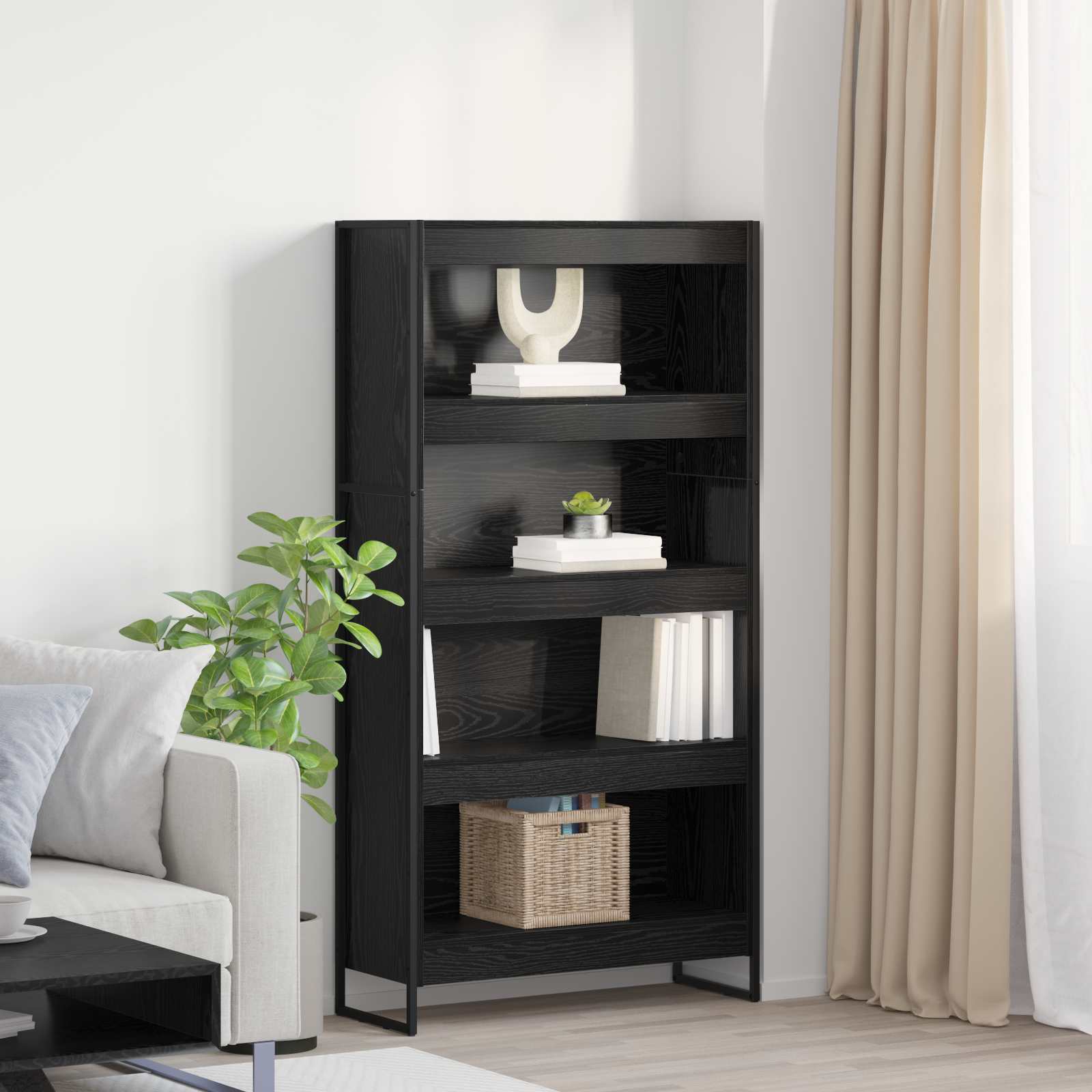 vidaXL Szafka na książki 2 pcs Czarny Dąb 80 x 30 x 155 cm