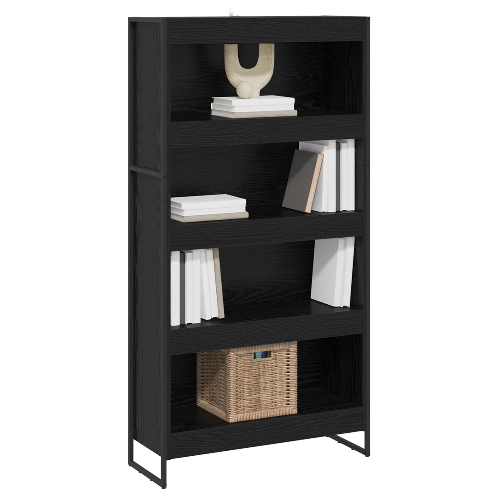 vidaXL Szafka na książki 2 pcs Czarny Dąb 80 x 30 x 155 cm