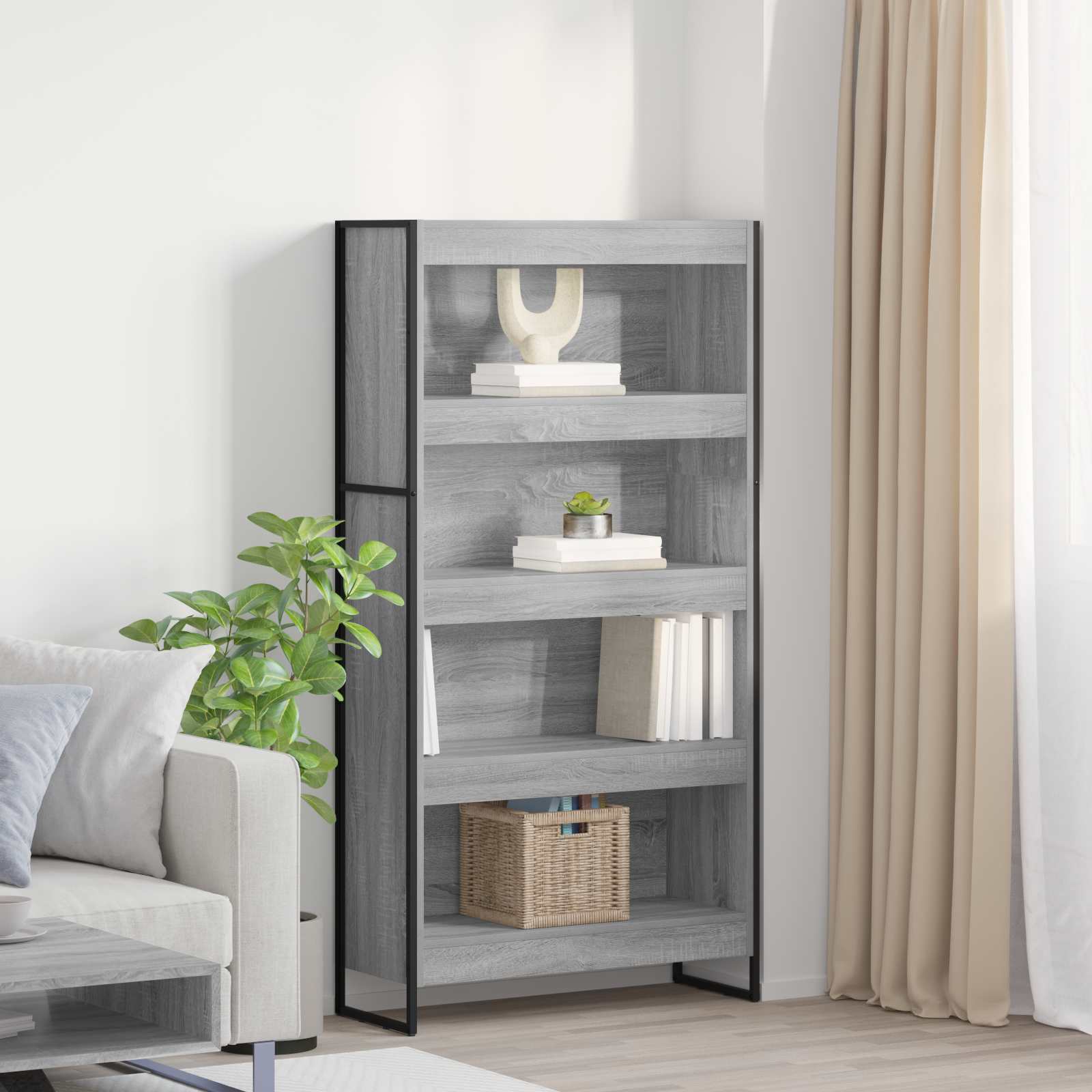 vidaXL Szafka na książki 2 pcs Szary Sonoma 80 x 30 x 155 cm