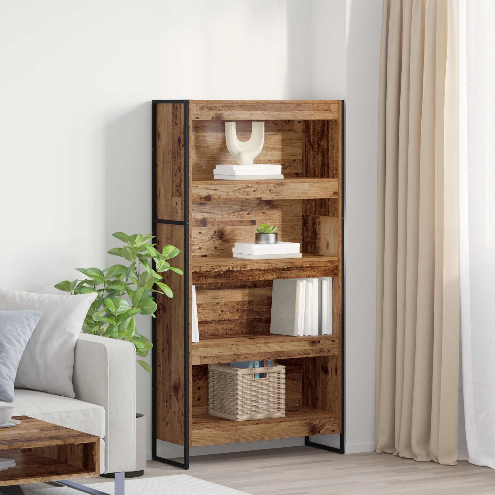 vidaXL Szafka na książki 2 pcs Stare drewno 80 x 30 x 155 cm