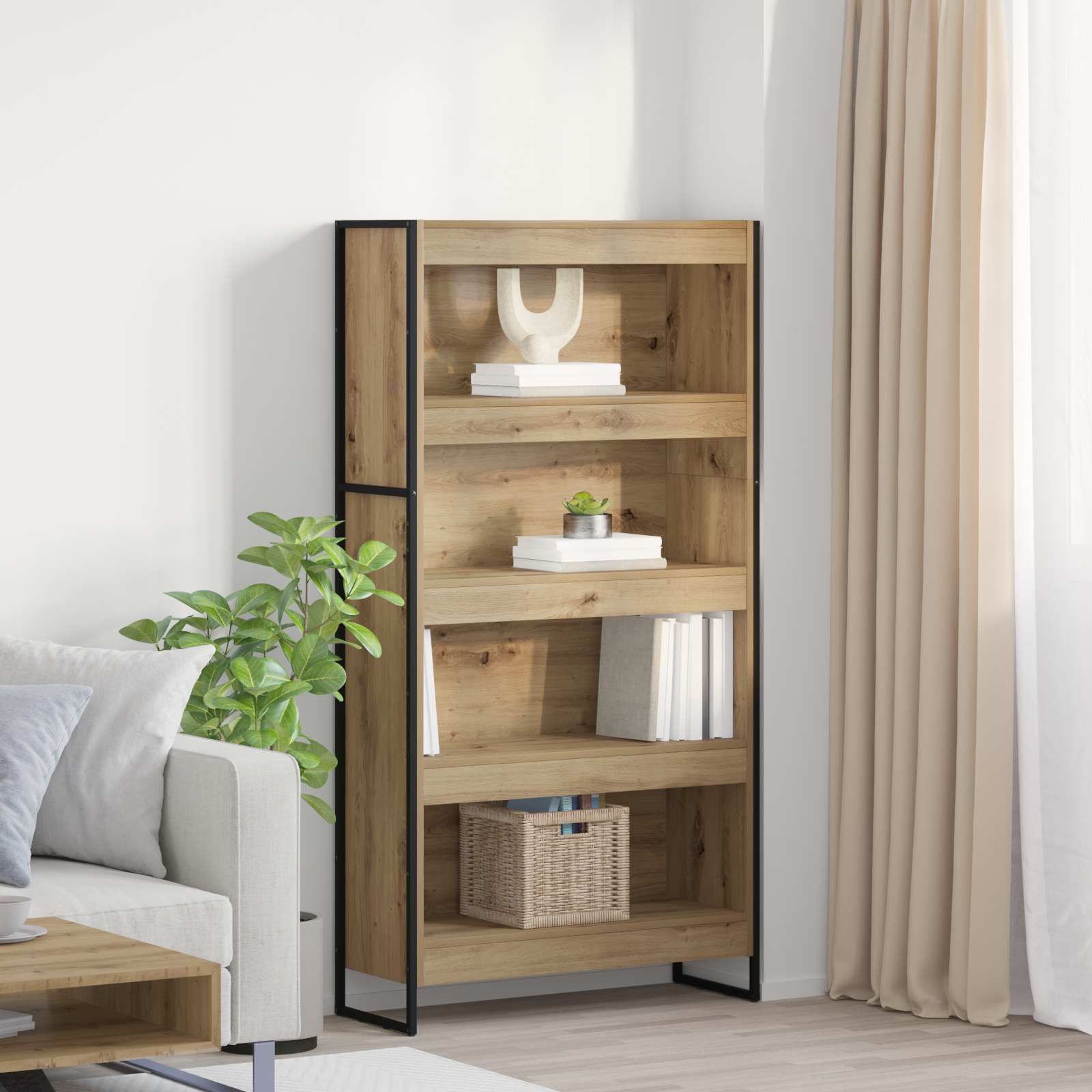 vidaXL Szafka na książki 2 pcs Dąb rzemieślniczy 80 x 30 x 155 cm
