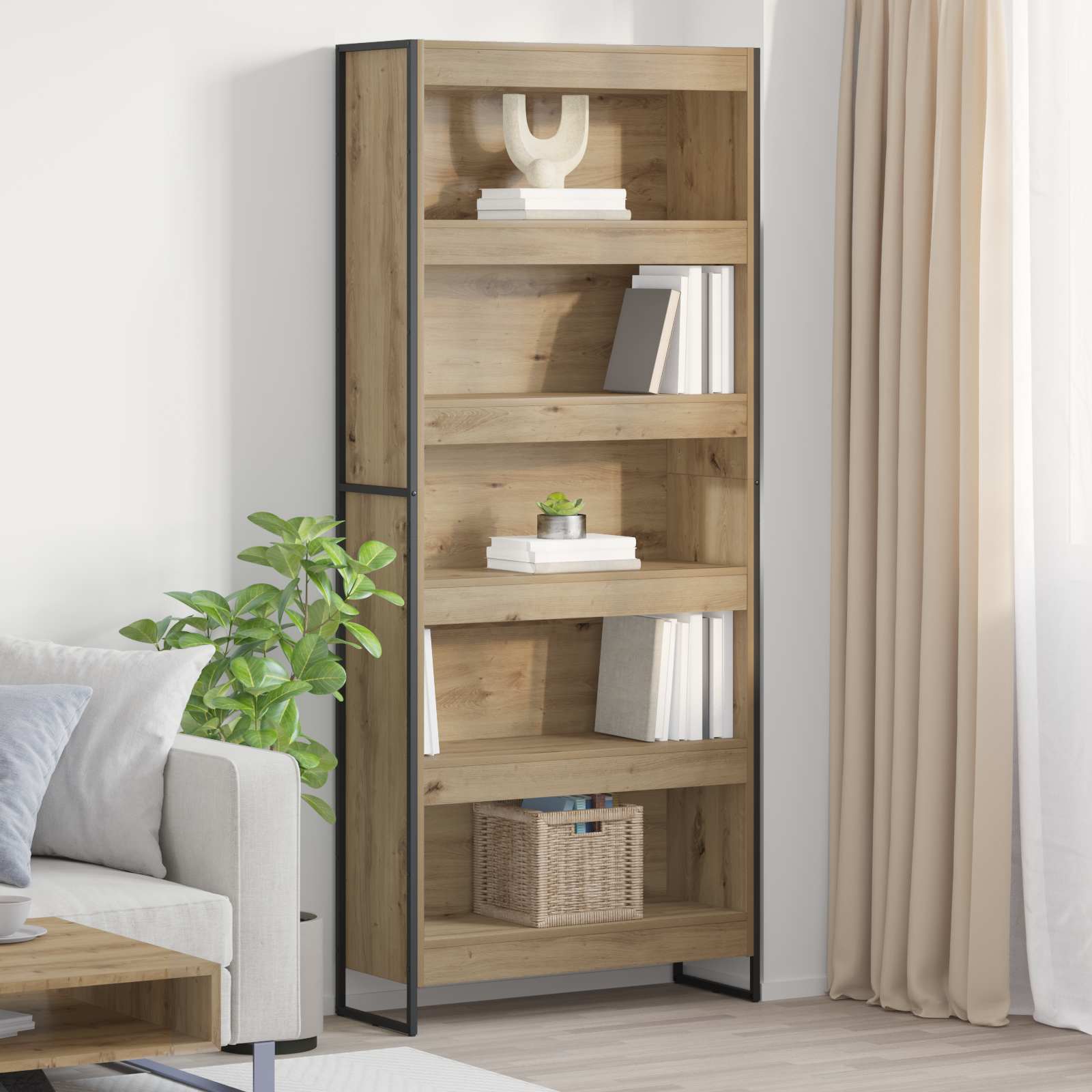 vidaXL Szafka na książki 2 pcs Dąb rzemieślniczy 80 x 30 x 189,5 cm