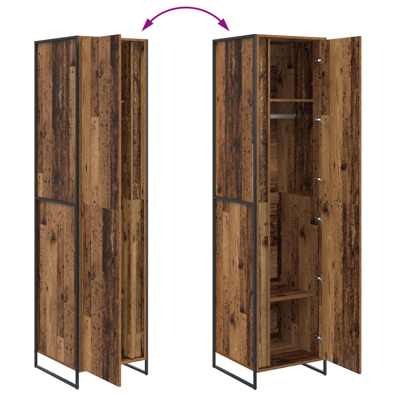 vidaXL Szafa Stare drewno 50 x 50 x 200 cm Materiał drewnopochodny