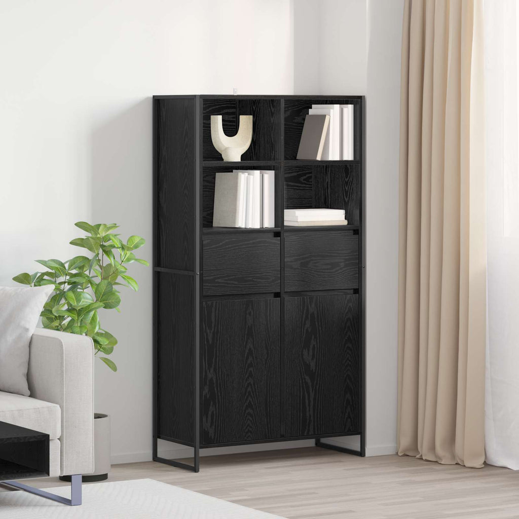 vidaXL Bufet z szufladą 2 pcs Czarny Dąb 81 x 36 x 150.5 cm