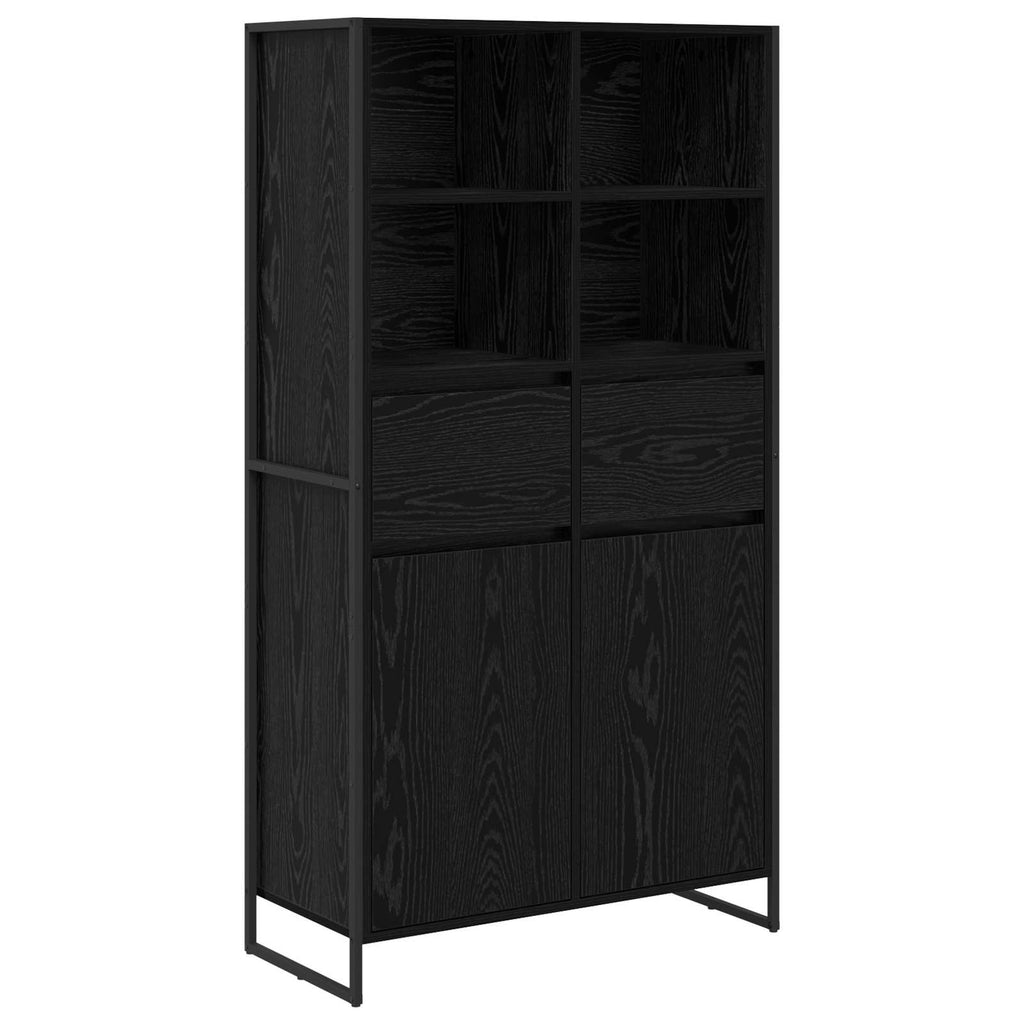vidaXL Bufet z szufladą 2 pcs Czarny Dąb 81 x 36 x 150.5 cm