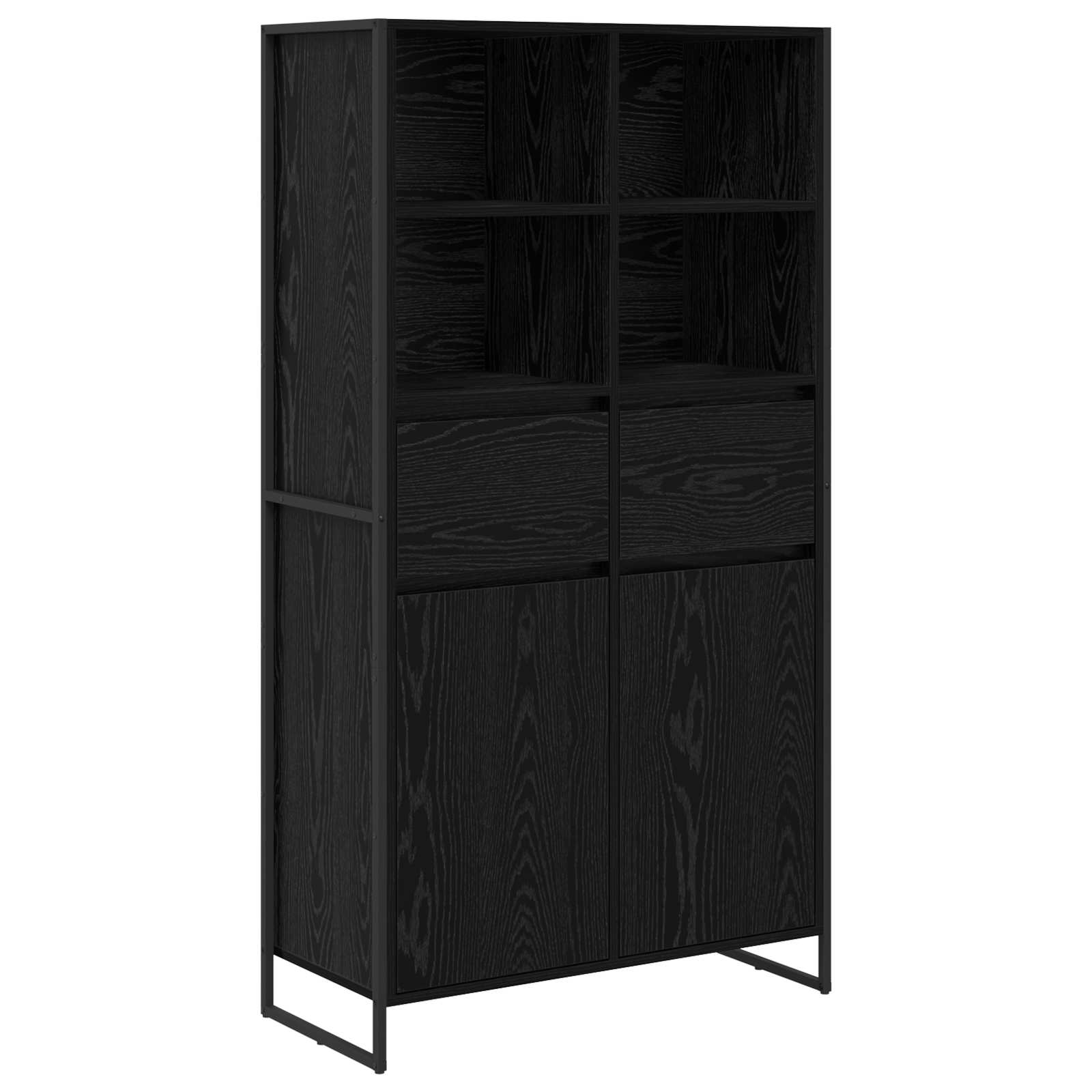 vidaXL Bufet z szufladą 2 pcs Czarny Dąb 81 x 36 x 150.5 cm